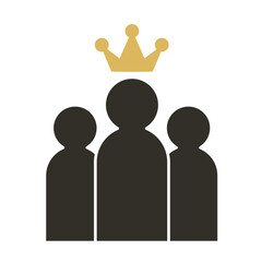 王冠をかぶったリーダーとチームメンバーのシルエット