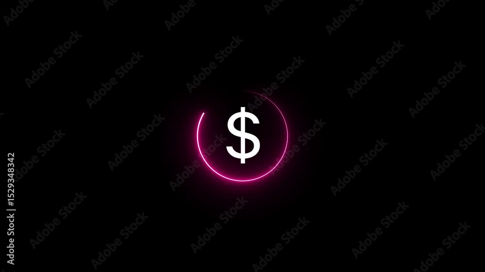 Poster dollar sign on black background representing financial concepts. dollar icon with loading symbolizin