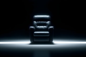Minimalist leather recliner in dramatic lighting