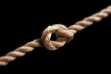 Close-up of a strong knot in natural rope