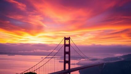sunset over the bridge