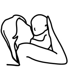 mother and baby line art