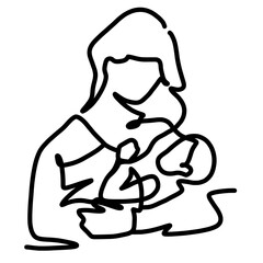 mom and son line art