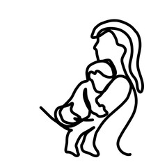 mother and baby line art