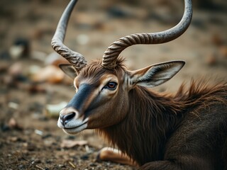Earth-Toned Antelope, Sculpted Antlers