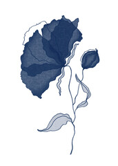 Watercolor Indigo Flowers on White Background