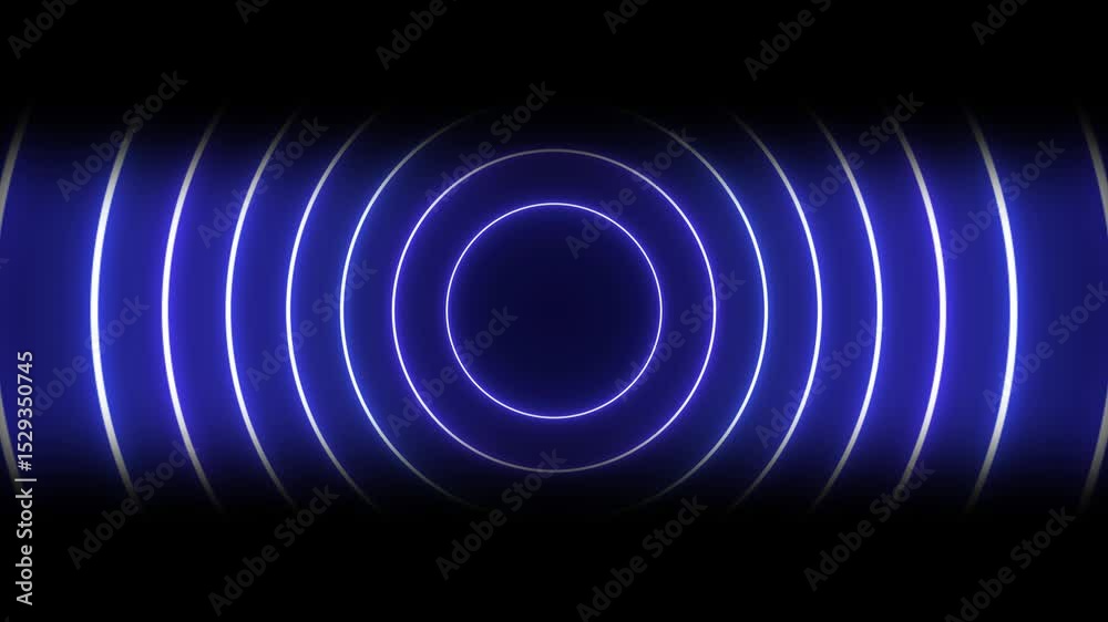 Poster neon radio wave signal animation with glowing effect. abstract sound frequency waves pulse in a loop