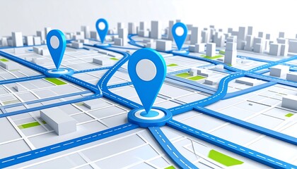 City map navigation route points.