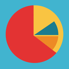 Pie chart with colorful data segments on blue background
