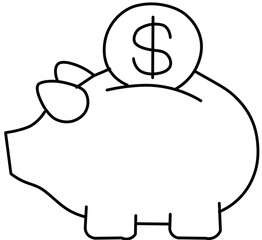 piggy bank with dollar sign icon on white background