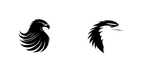Obraz premium Set of sleek black icons depicting stylized bird heads representing distinct avian forms and characteristics in minimalistic design