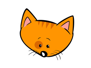 Animated Orange Cat Illustration with Wide Eyes Against Black Background
