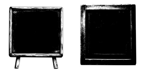 Black chalkboards suitable for various settings and uses for writing instructions or menus in schools, cafes, or events
