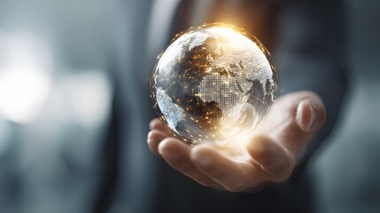 Hand holding glass globe