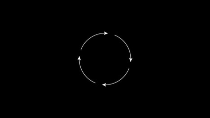 Center circular arrow rotation overlay video effect spinning arrows in circle motion loop animation direction symbol rotating in center for video editing 4k professional motion background