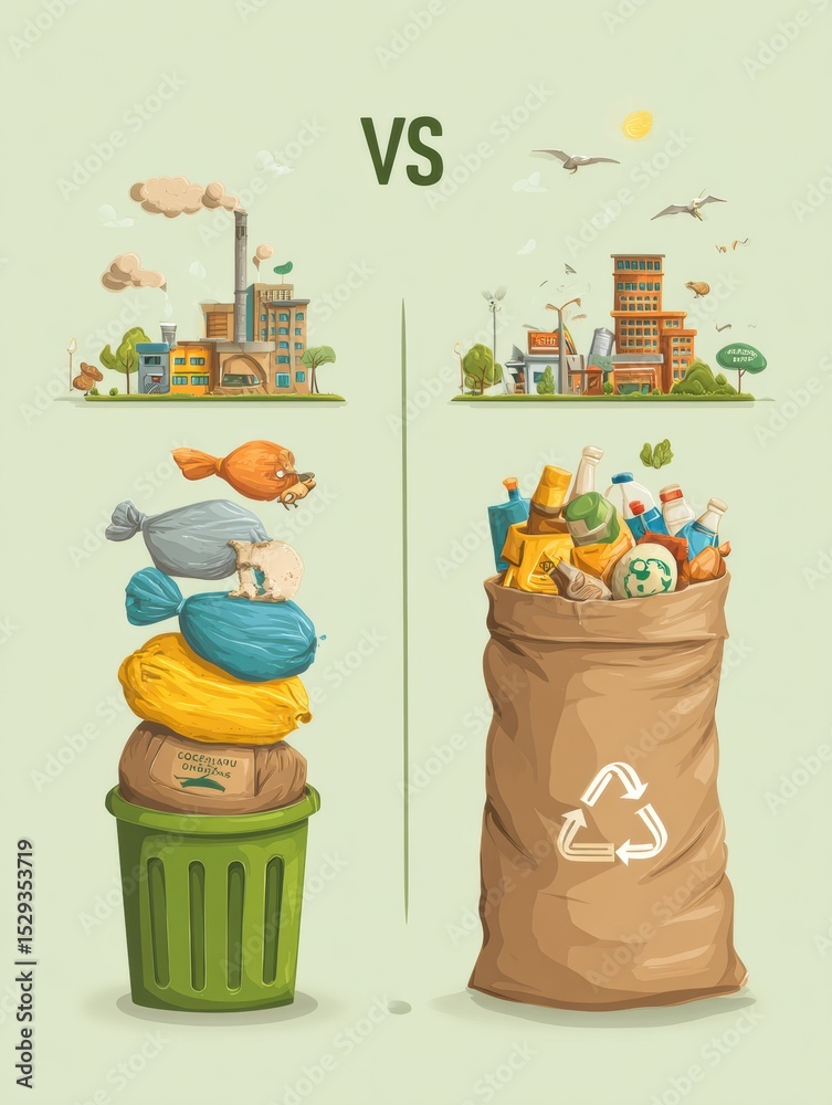 Poster Understanding the Differences Between Compostable, Recyclable, and Landfill Materials for a Better Environment
