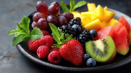 Obraz premium Delicious Summer Fruit Platter: A Vibrant Mix of Freshness