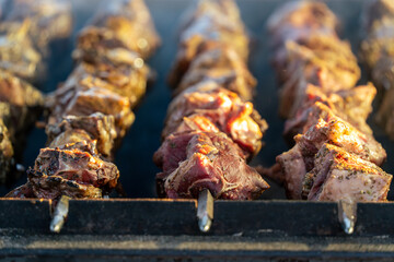 Lamb souvlaki grill at the Greek Glenti festival in Darwin.