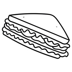 Hand drawn doodle sandwich on white background.