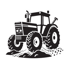 Fototapeta premium High-Quality black and white Tractor icon Vector Illustrations for Farm and Agriculture Design