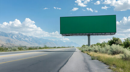 Road with billboard mountains landscape under sky