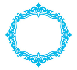 round frame with blue flowers