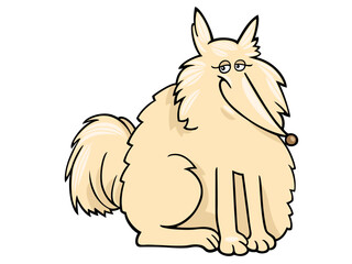 Fluffy Cream Colored Dog Sitting Patiently Waiting for Treats or Playtime