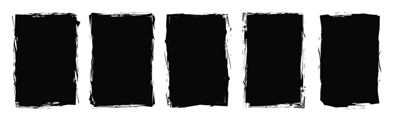 Obraz premium Brush stroke grunge frame. Simple doodle rectangle pencil frame border shape, Black graffiti stencil borders with inky drips, blots and splatter. Art & Illustration
