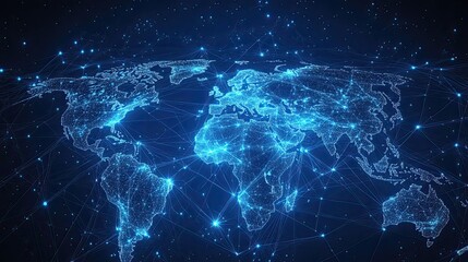 Global network connection world map technology digital communication background