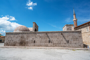 The scenic views of Eşrefoğlu Mosque, which is a 13th-century mosque situated  north of the Beyşehir Lake and the wooden columns are made of cedar in Beyşehir, Konya, Turkey
