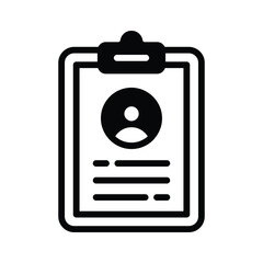 A glyph style icon showing professional job resume