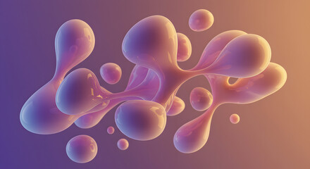 Abstract Fluid Forms A mesmerizing 3D rendering of interconnected, organic shapes with vibrant color gradients.