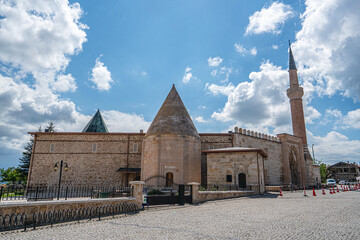 The scenic views of Eşrefoğlu Mosque, which is a 13th-century mosque situated  north of the Beyşehir Lake and the wooden columns are made of cedar in Beyşehir, Konya, Turkey