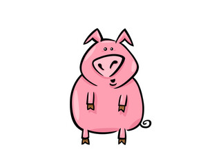 Cute Pink Pig Animal Cartoon Dancing And Having Fun Always