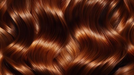 Close up of ultra smooth mahogany brown wavy hair each wave perfectly defined and luminous