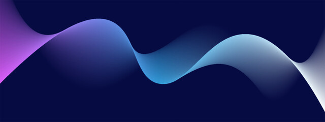 Flowing dark blue curve shape with soft gradient vector abstract background, relaxing and tranquil art, can illustrate health medical or sound of music. Vector illustration