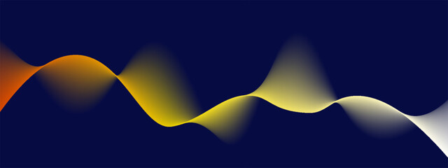 Flowing dark blue curve shape with soft gradient vector abstract background, relaxing and tranquil art, can illustrate health medical or sound of music. Vector illustration