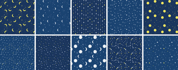 seamless star pattern &ndash; night sky vector background
