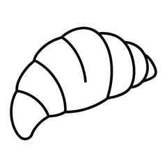 A delicate thin line art vector icon of a flaky croissant. This symbol of baking is perfect for bakeries, cafes, and patisserie branding. The clean, minimalist lines give it a sophisticated feel.