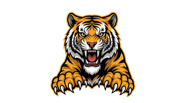 Powerful Tiger Mascot with Claws Extended