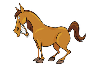 A Funny Cartoon Horse Showing Its Teeth and Making a Grinning Face