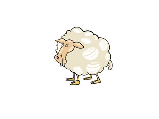 Cartoon sheep walking across a black background animal illustration