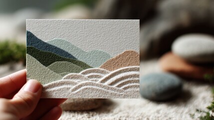 Serene Zen Garden Reflection in Papercut Card - Minimalistic Tranquility and Change Concept