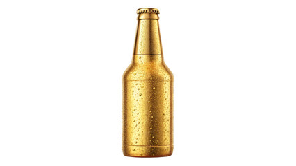 gold beer bottle isolated on white