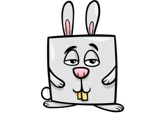 The Adorable Square Shaped Cartoon Rabbit With Big Buck Teeth and Sleepy Eyes