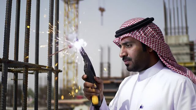 Arabian Construction Worker Welding