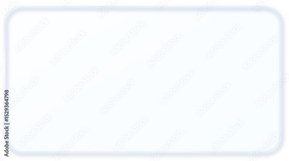 Poster Glass Morphism Ux banner. Transparent Glass Interface Button. Phone design element. Plastic frame with Drop Shadow Effect