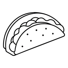 A simple and fun thin line art vector icon of a taco. Excellent for Mexican restaurant branding, food truck logos, and festival marketing. Its minimalist design is easily recognizable and adds a moder