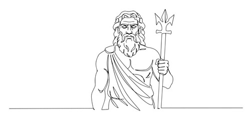 poseidon with trident greek mythology outline vector