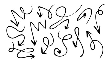 Stylized hand drawn arrows on a white background